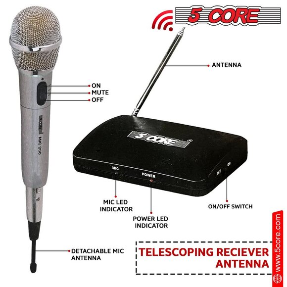 5Core Wireless Microphone Dual Function Wireless - Wired Microphone Inalambrico - Picture 9 of 10